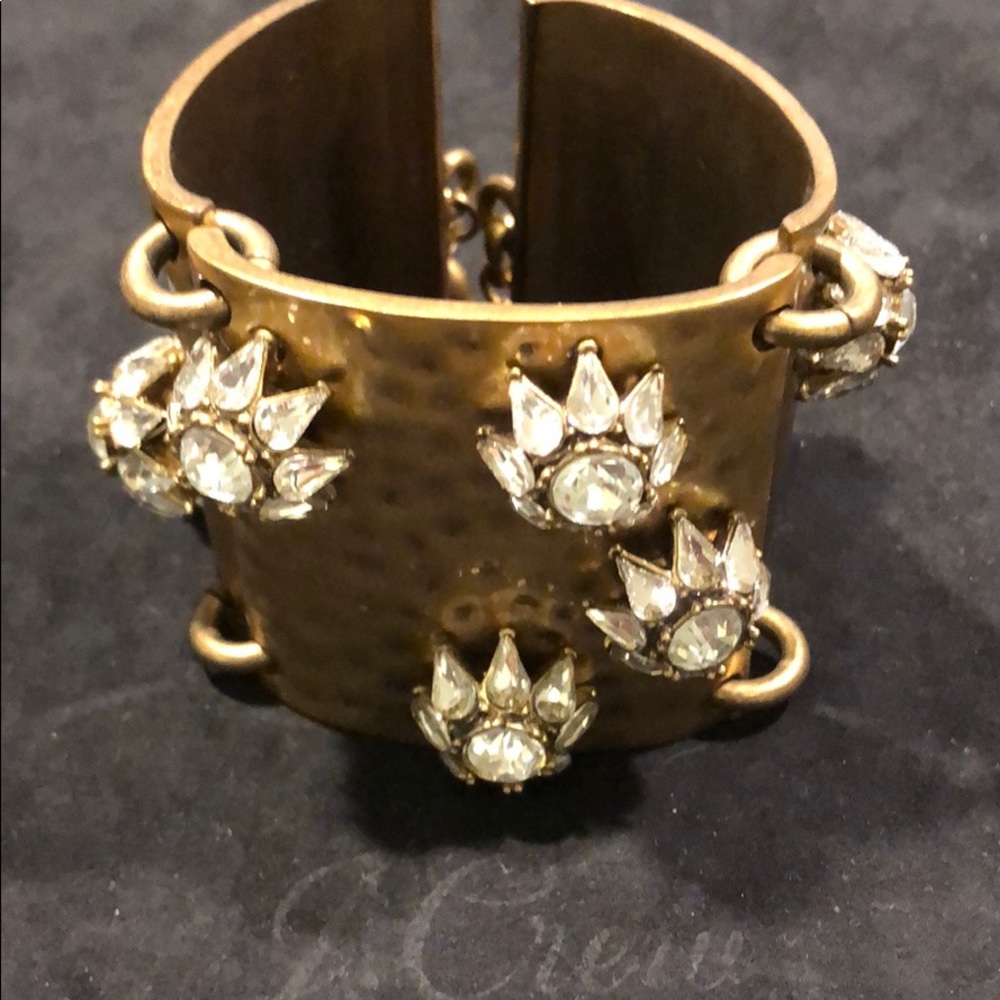 Cuff bracelet with crystal flowers!